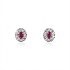 White Gold Natural Burmese Ruby and Diamond Earrings White Gold Natural Burmese Ruby and Diamond Earrings